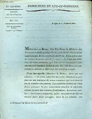 1 lettre imprimée N°230 : Etat des Patentables de 1812