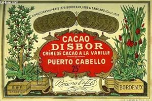 Etiquette "Cacao Disbor, crême de cacao à la vanille - Puerto Cabello"