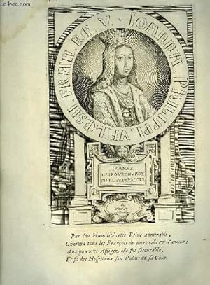 Une Gravure, XVIIIe siècle, en noir et blanc de Jeanne, l'Epouse du Rou Philippe de Valois, à Poi...