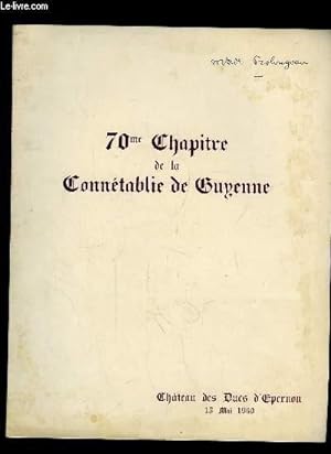 Menu du 70ème Chapitre de la Connétablie de Guyenne.