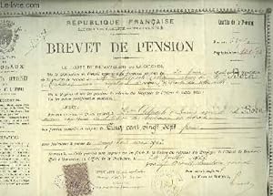 1 Brevet de Pension, délivré à Mme Marie D. veuve de Mr Antoine B., ancien Capitaine d'Octroi, re...