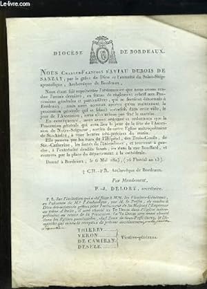 Lettre imprimée du Diocèse de Bordeaux, du 6 mai 1805.