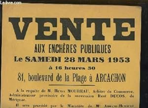 Une Affiche de la Vente aux Enchères Publiques du Sardinier à Moteur "Ardent" attaché au port de ...