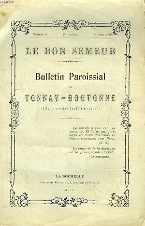 Le Bon Semeur N°9 - 1ère année. Bulletin Paroissial de Tonnay-Boutonne (Charente-Inférieure)