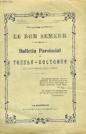 Le Bon Semeur N°2 - 2ème année. Bulletin Paroissial de Tonnay-Boutonne (Charente-Inférieure)