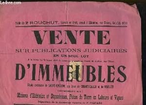 1 Affiche de la Vente sur Publications Judiciaires d'Immeubles situés commune de Saint-Emilionn, ...