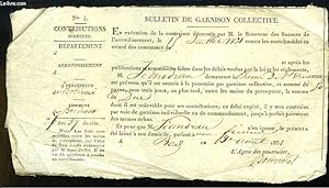 Bulletin de Garnison Collective délivré à Mr Léandreau, en exécution de la contrainte décernée pa...