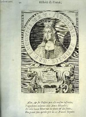 Une Gravure, XVIIIe siècle, en noir et blanc d'Adelle, Epouse du Roi Louys VI dit Le Gros.
