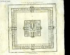 Une Gravure XIXe siècle, en Eau-Forte : " Plan du Temple de Jérusalem, selon le P. Calmet "