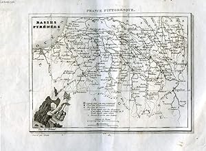 Une carte des Basses-Pyrénnées, accompagnée de gravures de costumes Basques. Extraite de "La Fran...