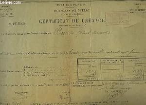 Un Certificat de Créance (Immeubles - Remploi) délivré à Paul-Armand B. - Dommages de Guerre (Loi...