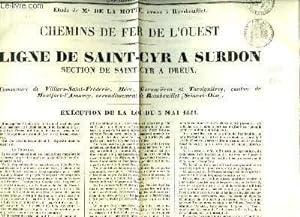 Affiche "Exécution de la Loi du 3 mai 1841", des Chemins de Fer de l'Ouest. Ligne de Saint-Cyr à ...