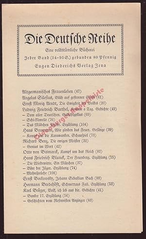 Verlagsverzeichnis ' Die deutsche Reihe ' Eugen Diederichs Verlag Jena (1940)