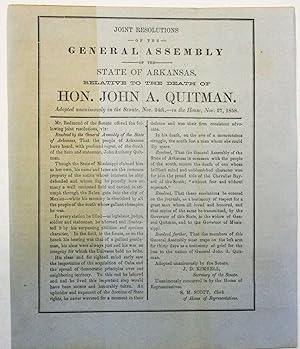 JOINT RESOLUTIONS OF THE GENERAL ASSEMBLY OF THE STATE OF ARKANSAS, RELATIVE TO THE DEATH OF HON....