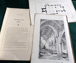 Freslingfield Church, Suffolk 2 full page woodcuts of Interior and groundplan + 1 page of letterp...