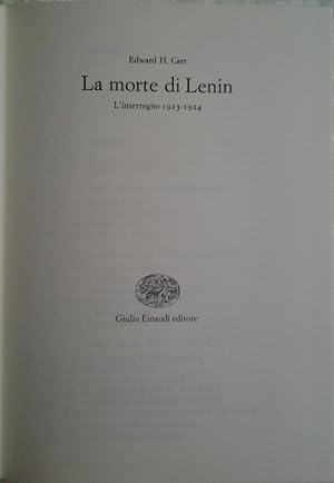 LA MORTE DI LENIN. L'interregno 1923-1924.