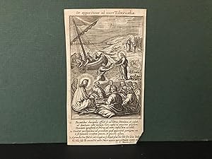 SINGLE LEAF - Titled: De Apparitione ad mare Tiberiadis - Small Full-Page Copper Engraving by Pet...