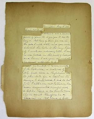 AUTOGRAPH LETTER SIGNED, ON PLAIN LINED PAPER, TO E.B. FRENCH, DATED AT HAMPDEN [MAINE], AUGUST 1...