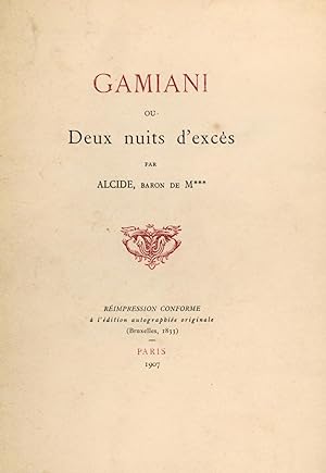 Gamiani ou Deux nuits d'excès par Alcide, Baron de M***.