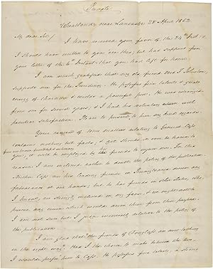 [AUTOGRAPH LETTER, SIGNED, FROM JAMES BUCHANAN TO MAYOR DAVID LYNCH, WITH CANDID OPINIONS FROM BU...