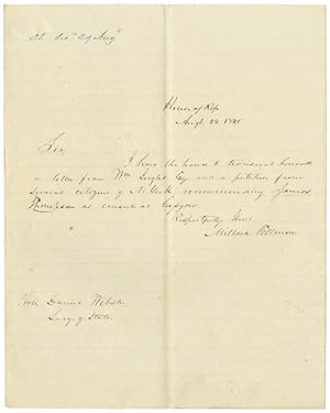 [AUTOGRAPH LETTER, SIGNED, FROM MILLARD FILLMORE TO DANIEL WEBSTER, RECOMMENDING JAMES THOMPSON A...