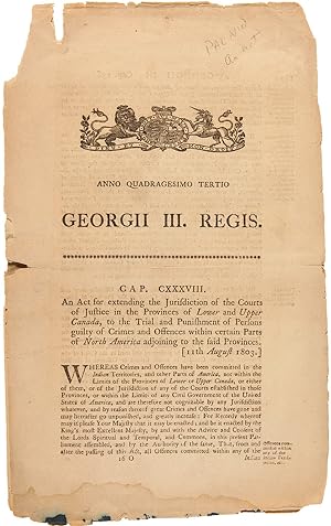 ANNO QUADRAGESIMO TERTIO GEORGII III. REGIS.AN ACT FOR EXTENDING THE JURISDICTION OF THE COURTS O...