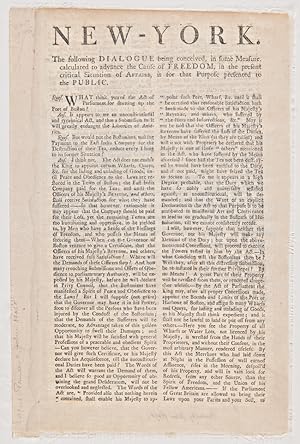 NEW-YORK. THE FOLLOWING DIALOGUE BEING CONCEIVED, IN SOME MEASURE, CALCULATED TO ADVANCE THE CAUS...