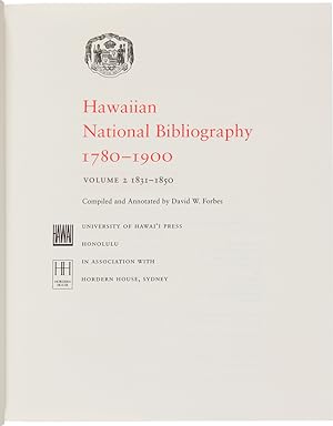 HAWAIIAN NATIONAL BIBLIOGRAPHY. 1780 - 1900. VOLUME II. 1831 - 1850