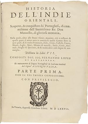 HISTORIA DELL'INDIE ORIENTALI, SCOPERTE, & CONQUISTATE DA' PORTOGHESI, DI COMMISSIONE DELL'INUITT...