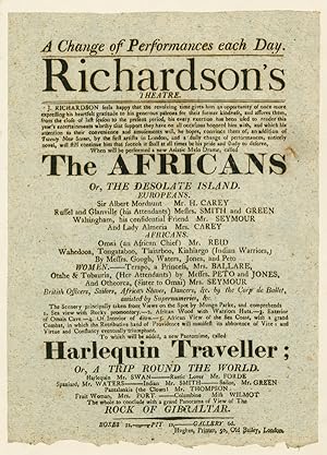 RICHARDSON'S THEATRE.WHEN WILL BE PERFORMED A NEW ASIATIC MELO DRAME, CALLED THE AFRICANS OR, THE...