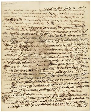 [AUTOGRAPH LETTER, SIGNED, FROM PRESIDENT JAMES MONROE, REGARDING HIS OPPOSITION TO PUBLICLY FUND...