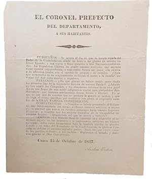 EL CORONEL PREFECTO DEL DEPARTAMENTO, A SUS HABITANTES