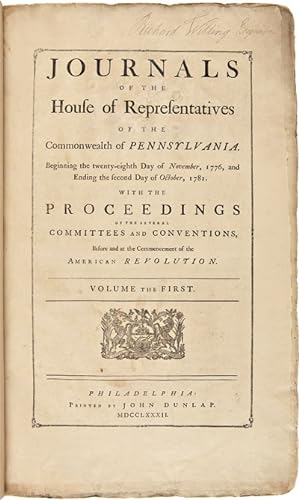 JOURNALS OF THE HOUSE OF REPRESENTATIVES OF THE COMMONWEALTH OF PENNSYLVANIA. BEGINNING THE TWENT...