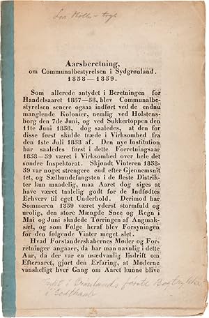 AARSBERETNING, OM COMMUNALBESTYRELSEN I SYDGRØNLAND, 1858 - 1859 [& 1859 - 1860]