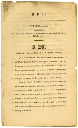 A BILL AUTHORIZING THE ESTABLISHMENT OF A NATIONAL ARMOURY [caption title]