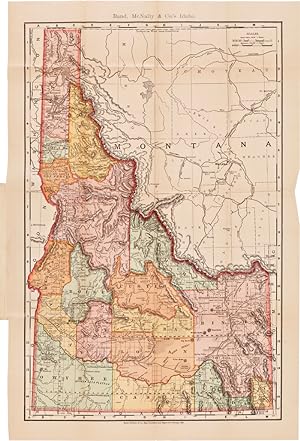 RAND, McNALLY & CO.'S INDEXED COUNTY AND TOWNSHIP POCKET MAP AND SHIPPERS' GUIDE OF IDAHO. ACCOMP...