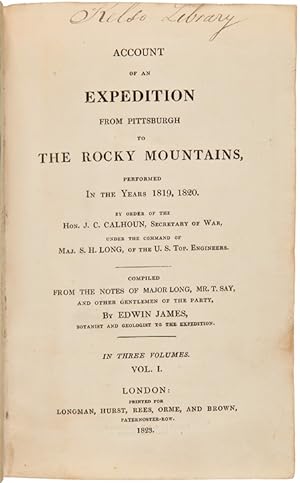ACCOUNT OF AN EXPEDITION FROM PITTSBURGH TO THE ROCKY MOUNTAINS, PERFORMED IN THE YEARS 1819, 182...