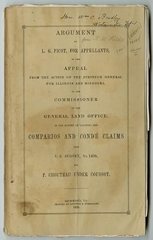 ARGUMENT OF L.G. PICOT, FOR APPELLANTS, ON THE APPEAL FROM THE OFFICE OF THE SURVEYOR GENERAL FOR...