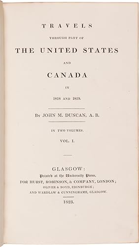 TRAVELS THROUGH PART OF THE UNITED STATES AND CANADA IN 1818 AND 1819