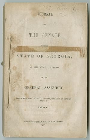 JOURNAL OF THE SENATE OF THE STATE OF GEORGIA, AT THE ANNUAL SESSION OF THE GENERAL ASSEMBLY, BEG...