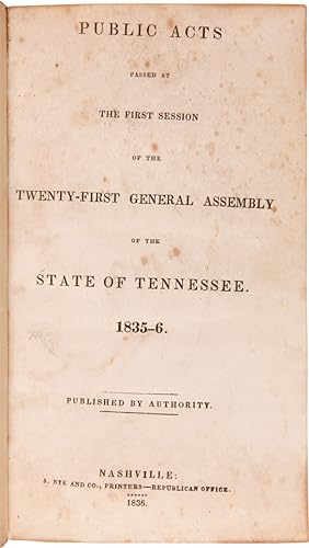 [TWO VOLUMES CONTAINING OFFICIAL PUBLICATIONS OF ACTS PASSED AT SESSIONS OF THE TENNESSEE GENERAL...