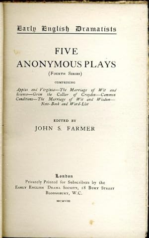 Five Anonymous Plays