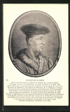 Ansichtskarte Olivier de Clisson, Feudalherr, Seitenportrait