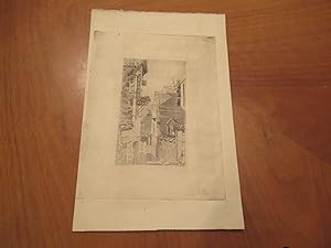 Original Etching Of An Old Town Roof Scene, By Stanley Harrod