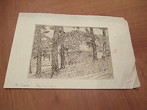 Original Etching Of A Country Pond, By Stanley Harrod