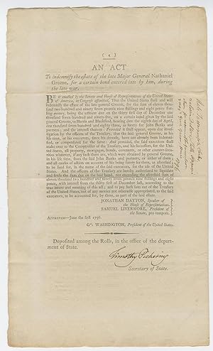 Secretary of State Pickering certifies five Acts of Congress relating to the Whiskey Rebellion, d...