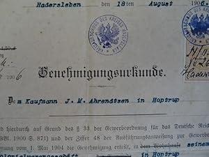 2 Urkunden für die Familie Ahren(d)tsen aus den Jahren 1890 und 1906. Jeweils mit Stempeln u. Wer...