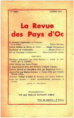 La revue des pays d'oc / janvier 1932