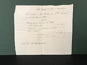 Unidentified Untranslated Handwritten Letter (or document/receipt?) in French. Dated 1812. SINGLE...