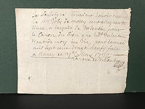 Unidentified Untranslated Handwritten Letter (or document/contract?) in French. Dated 1730. SINGL...